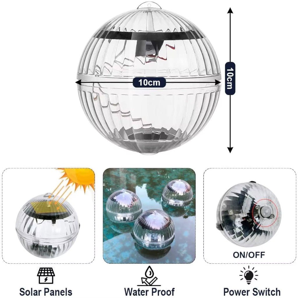 Solar Floating Pool Lights RGB Colour Changing - Waterproof LED Ball - Lattea Global