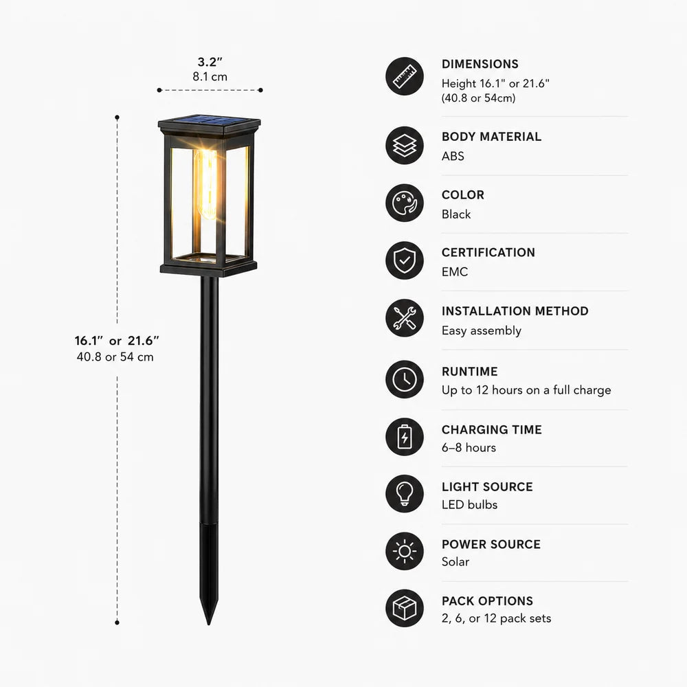 Solar garden pathway post light weather-resistant set - view 10