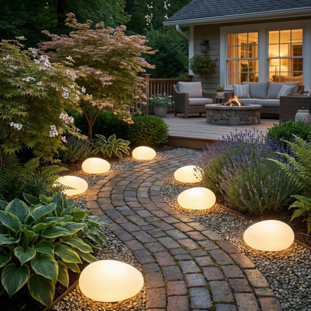 Solar Garden Pebble Stone Outdoor Light IP65 Waterproof Auto Dusk to Dawn