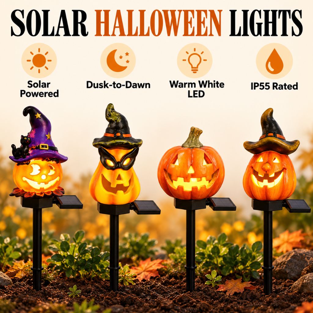Solar Halloween Pumpkin LED Garden Stake Light IP55