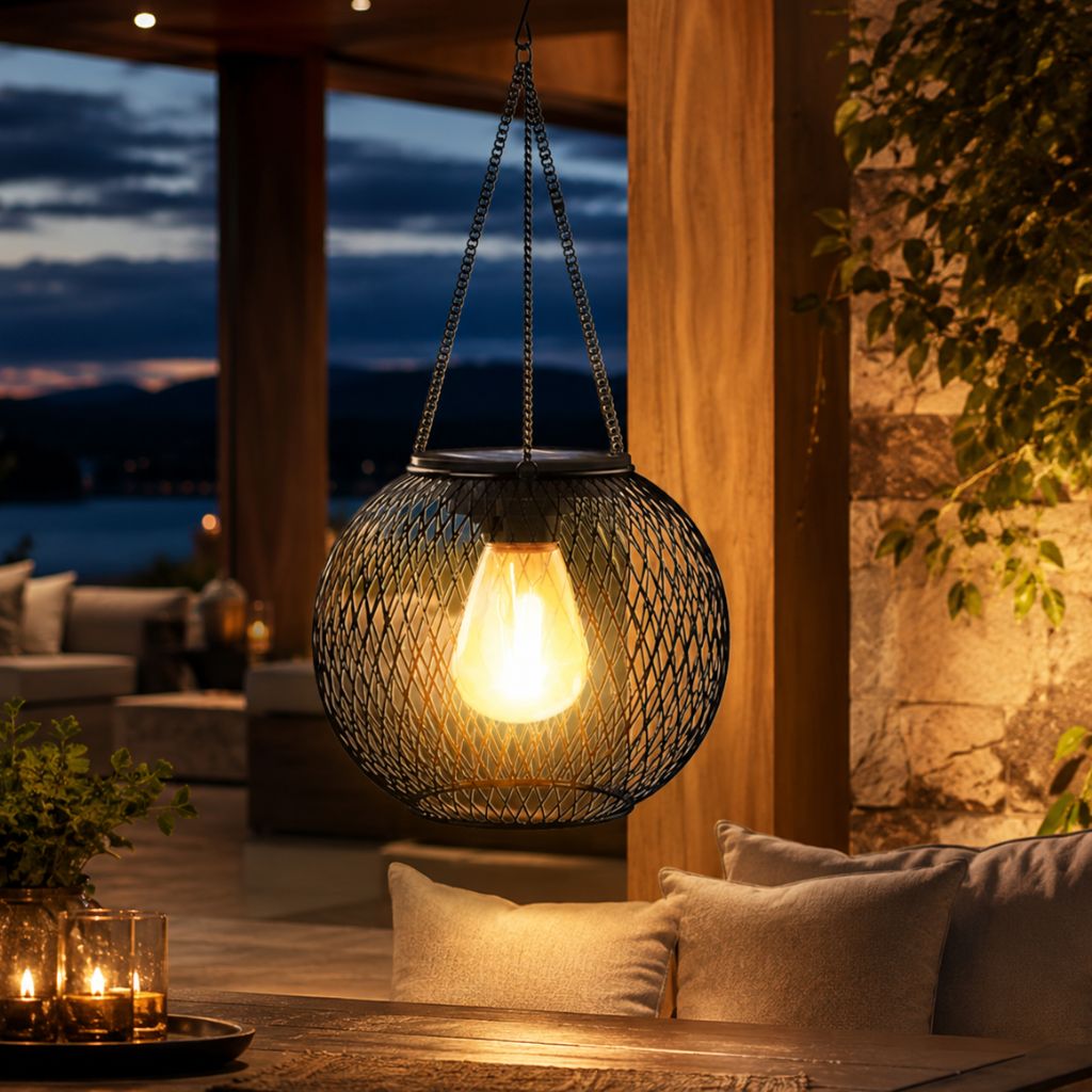 Solar Hanging Lantern Outdoor IP65 Waterproof Auto Sensor
