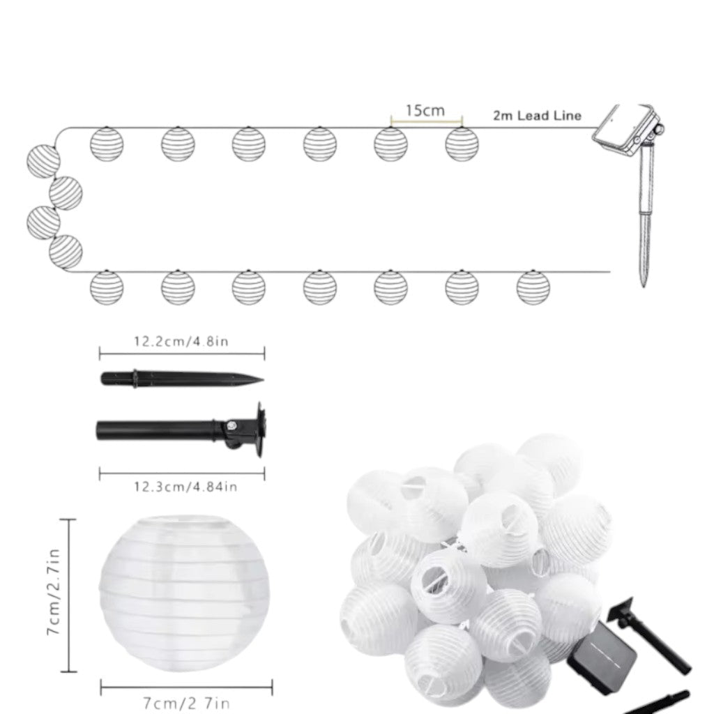 Solar Lantern String Lights IP65 Waterproof Outdoor Garden Patio Decor - Lattea Global