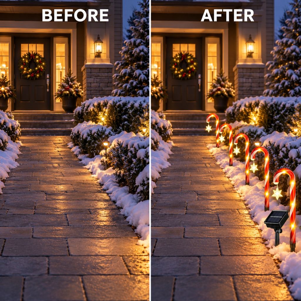 Solar LED Candy Cane Christmas Pathway Lights IP65
