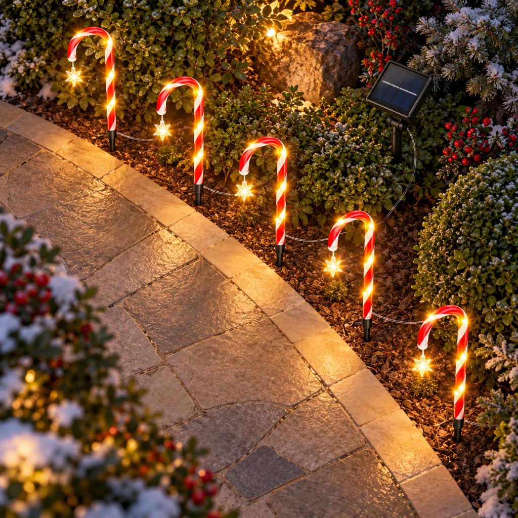 Solar LED Candy Cane Christmas Pathway Lights IP65