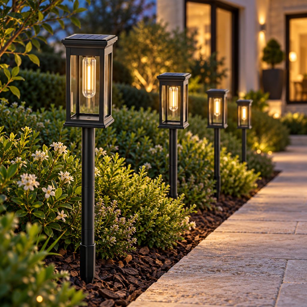 Solar LED Lantern Pathway Lights IP65 with Auto On/Off