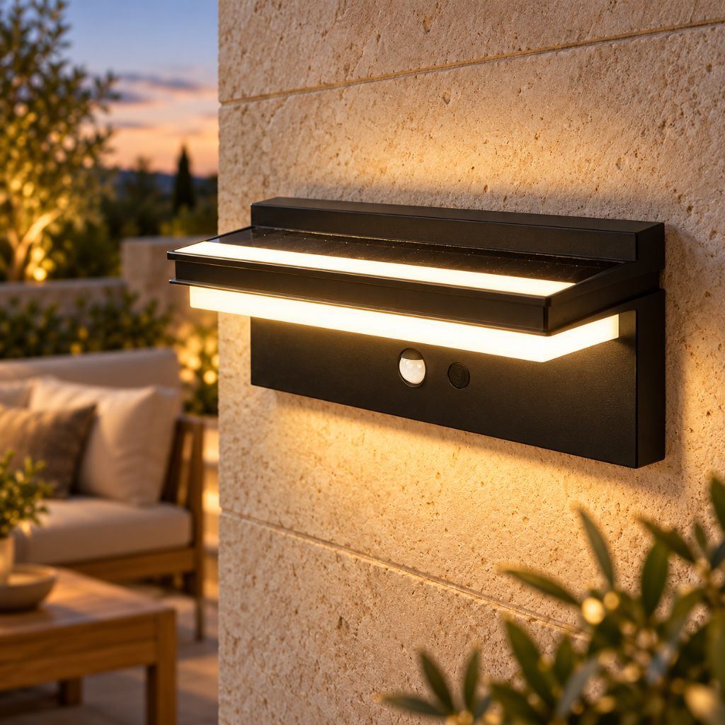 Solar LED Outdoor Wall Light with Motion Sensor and 4 Modes