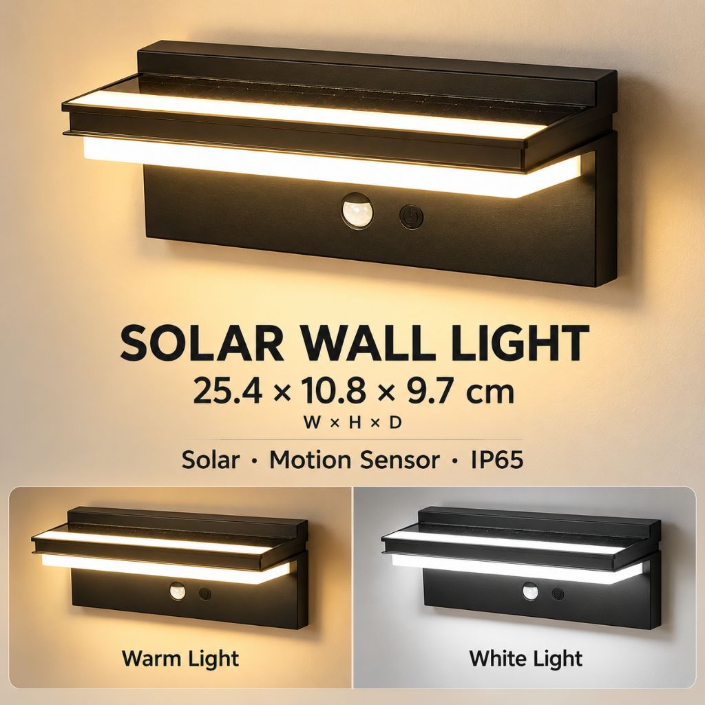 Solar LED Outdoor Wall Light with Motion Sensor and 4 Modes
