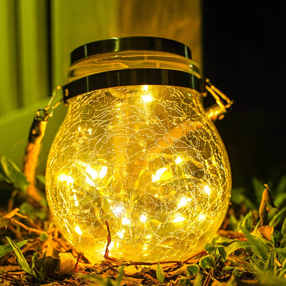 Solar outdoor hanging lamp ip65 waterproof cracked glass jar – view 11