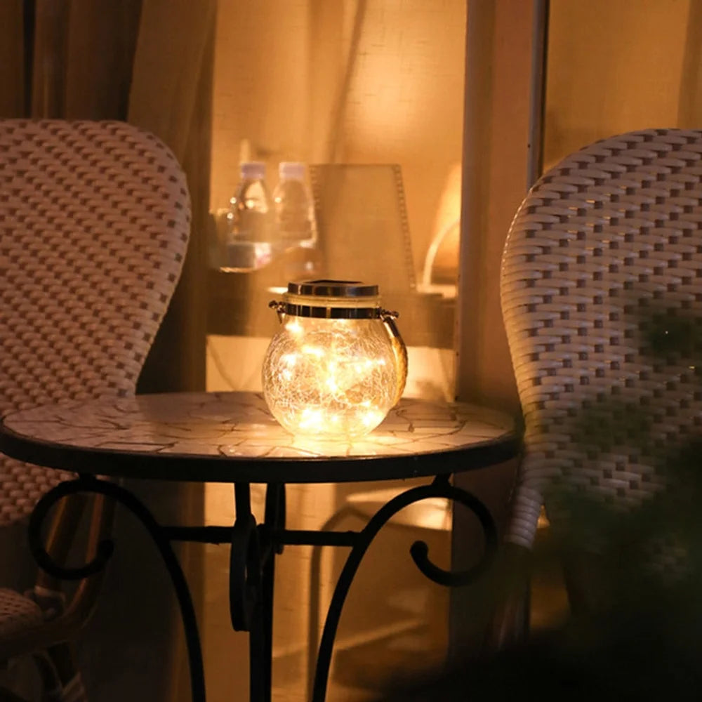 Solar outdoor hanging lamp ip65 waterproof cracked glass jar – view 15