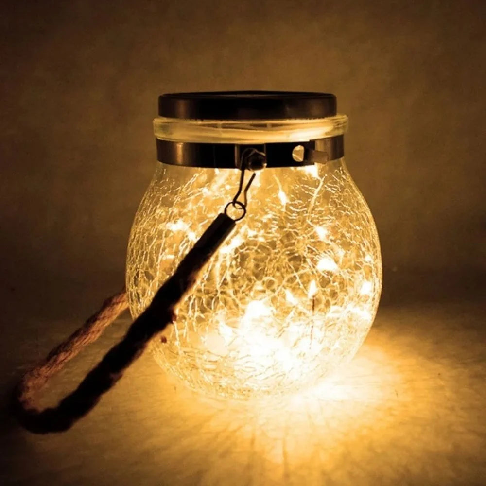 Solar outdoor hanging lamp ip65 waterproof cracked glass jar – view 16