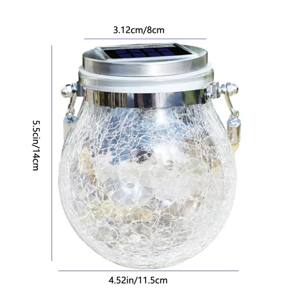 Solar outdoor hanging lamp ip65 waterproof cracked glass jar – view 20