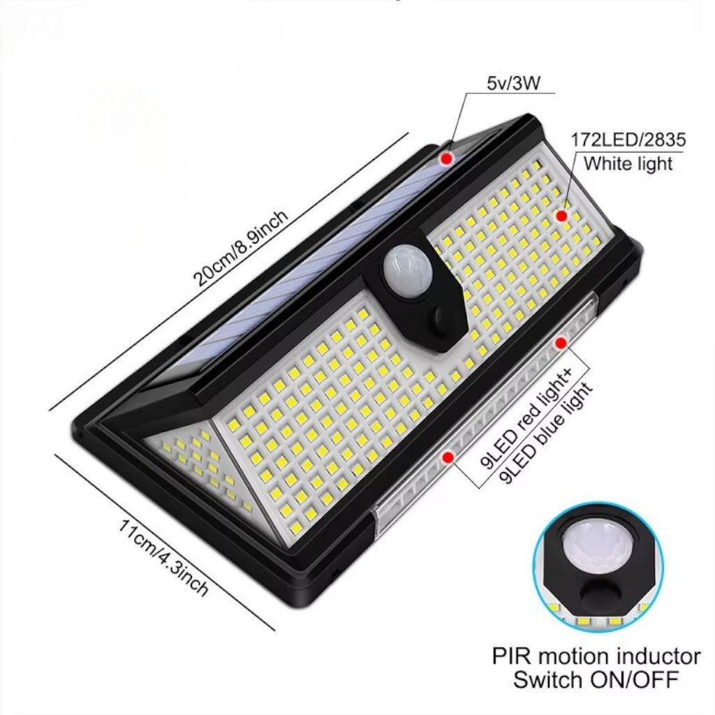 Solar Outdoor Wall Light LED PIR Motion Sensor IP65 - Lattea Global
