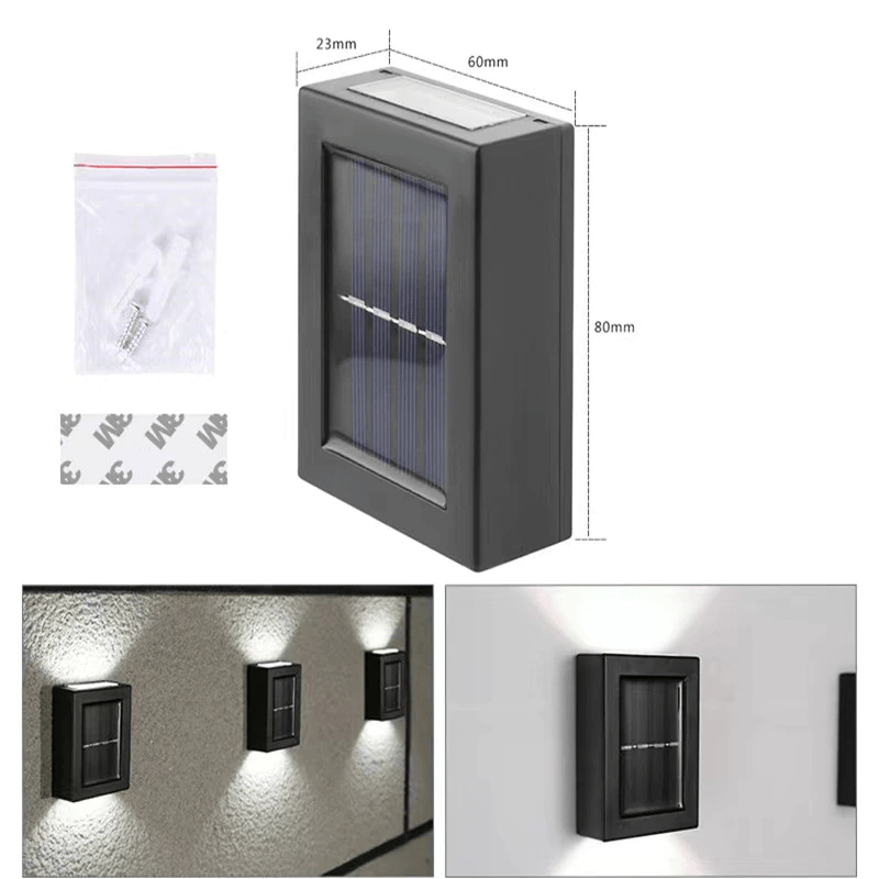 Solar Panel Powered LED Wall Lights for Outdoor - Lattea Global