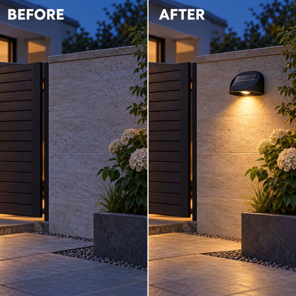 Solar RGB LED Outdoor Wall Light with 10 Lighting Modes IP65
