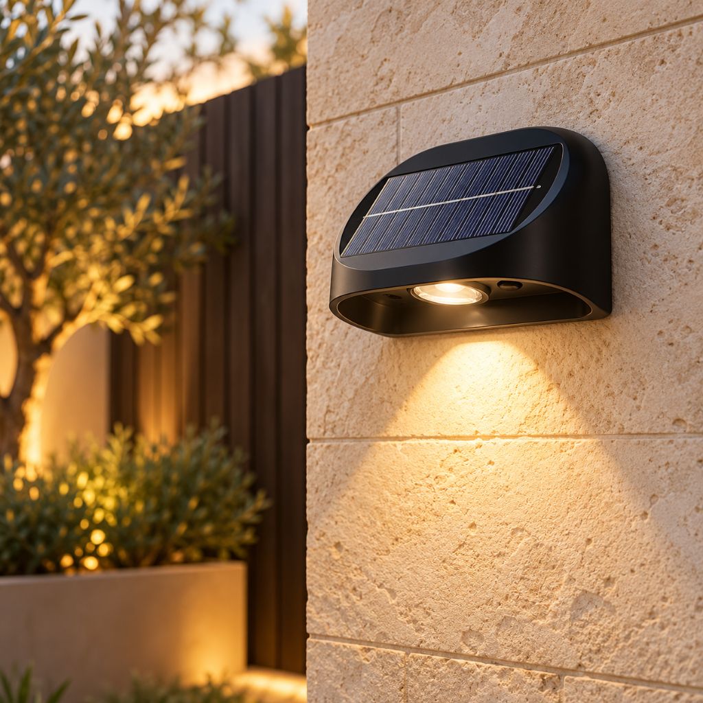 Solar RGB LED Outdoor Wall Light with 10 Lighting Modes IP65