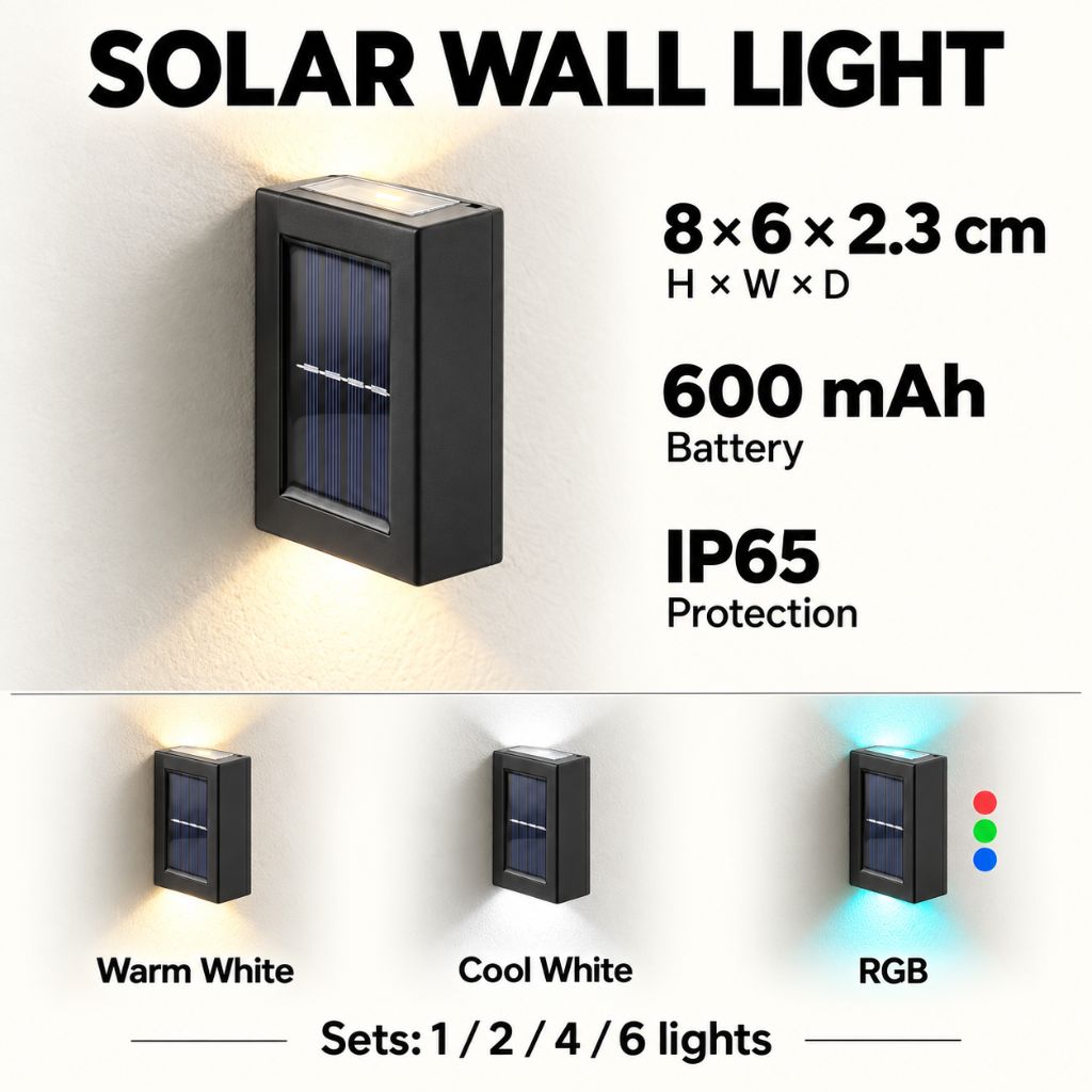 Solar Up and Down LED Outdoor Wall Lights IP65