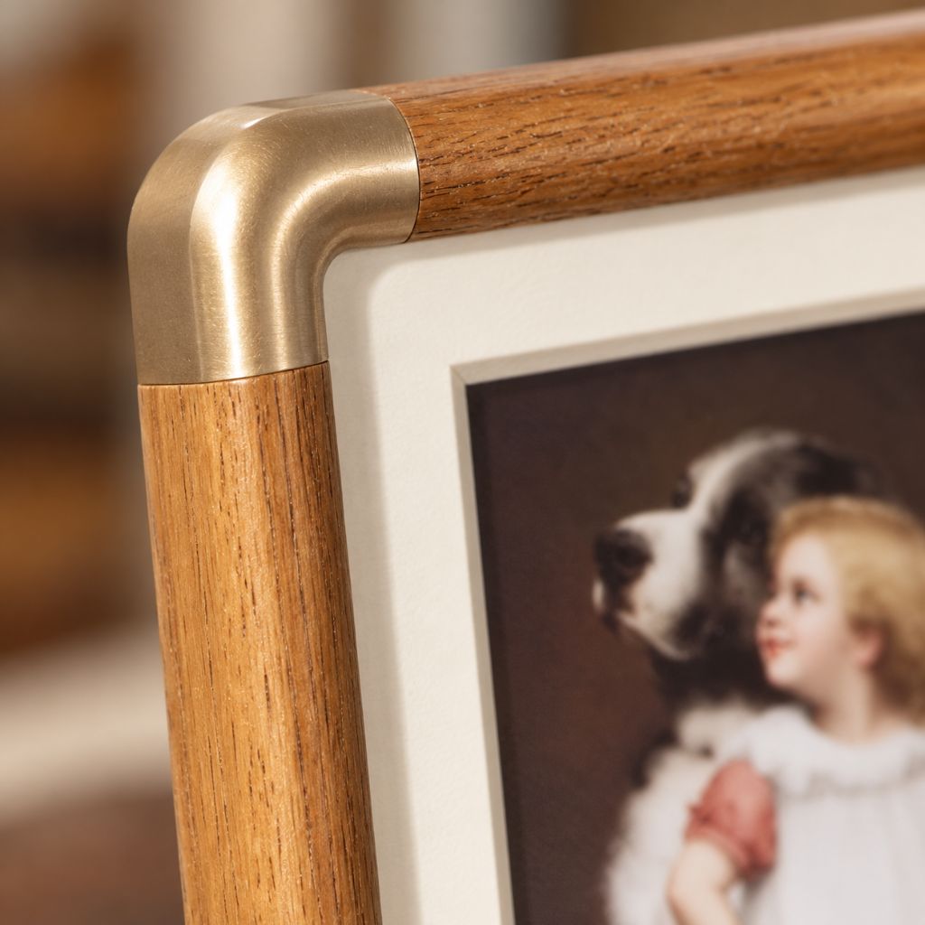Solid Wood Tabletop Photo Frame with Rounded Corner Accents