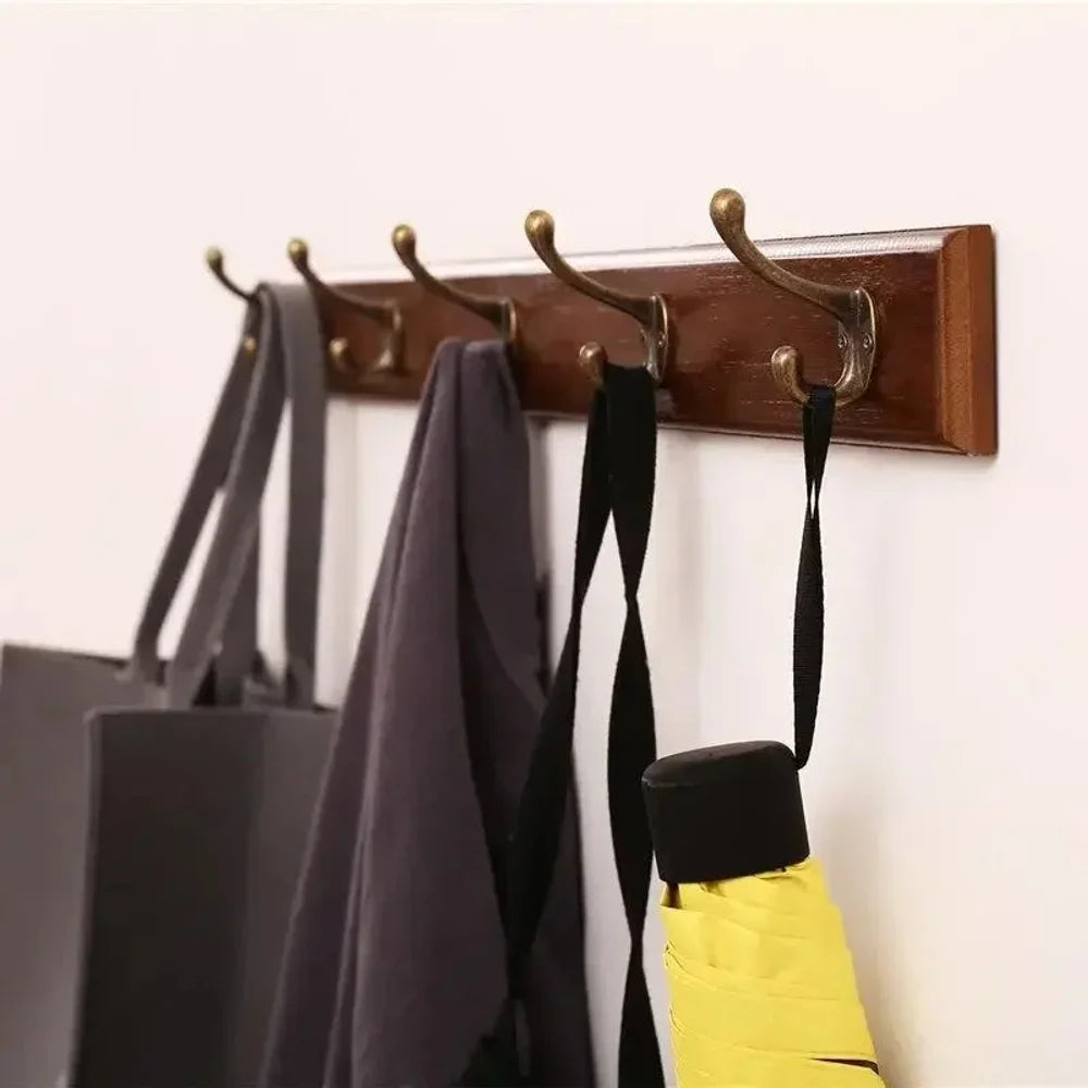 Solid wood wall coats and hats rack with hooks hallway storage - view 18