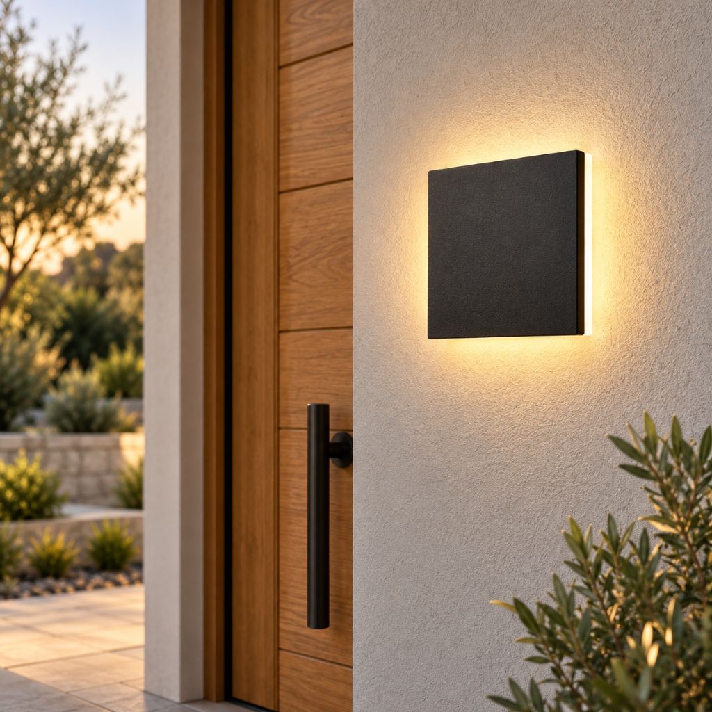 Square Backlit Aluminium Outdoor LED Wall Light IP65 12W