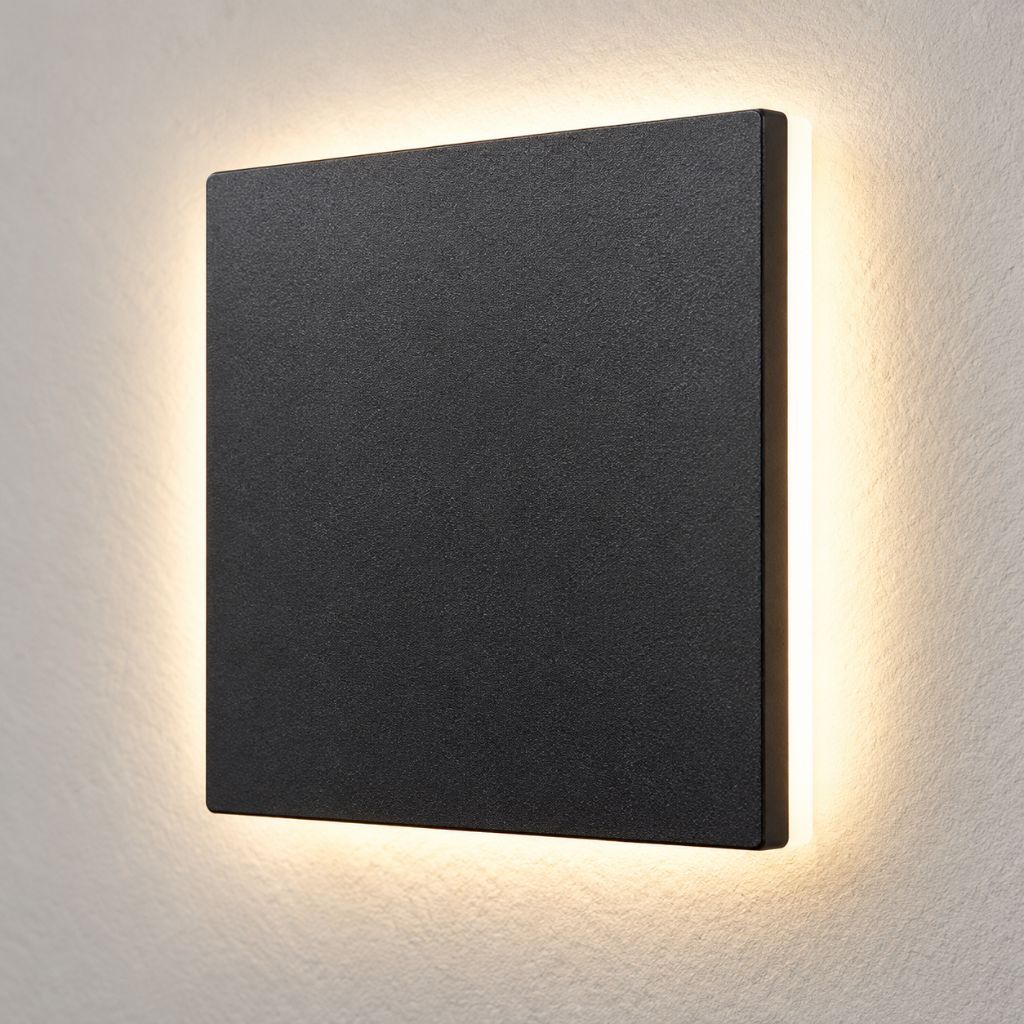 Square Backlit Aluminium Outdoor LED Wall Light IP65 12W