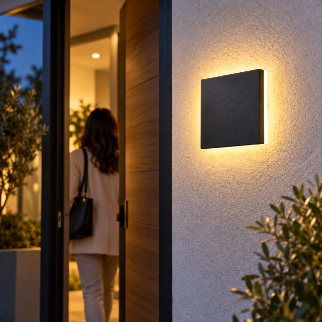 Square Backlit Aluminium Outdoor LED Wall Light IP65 12W