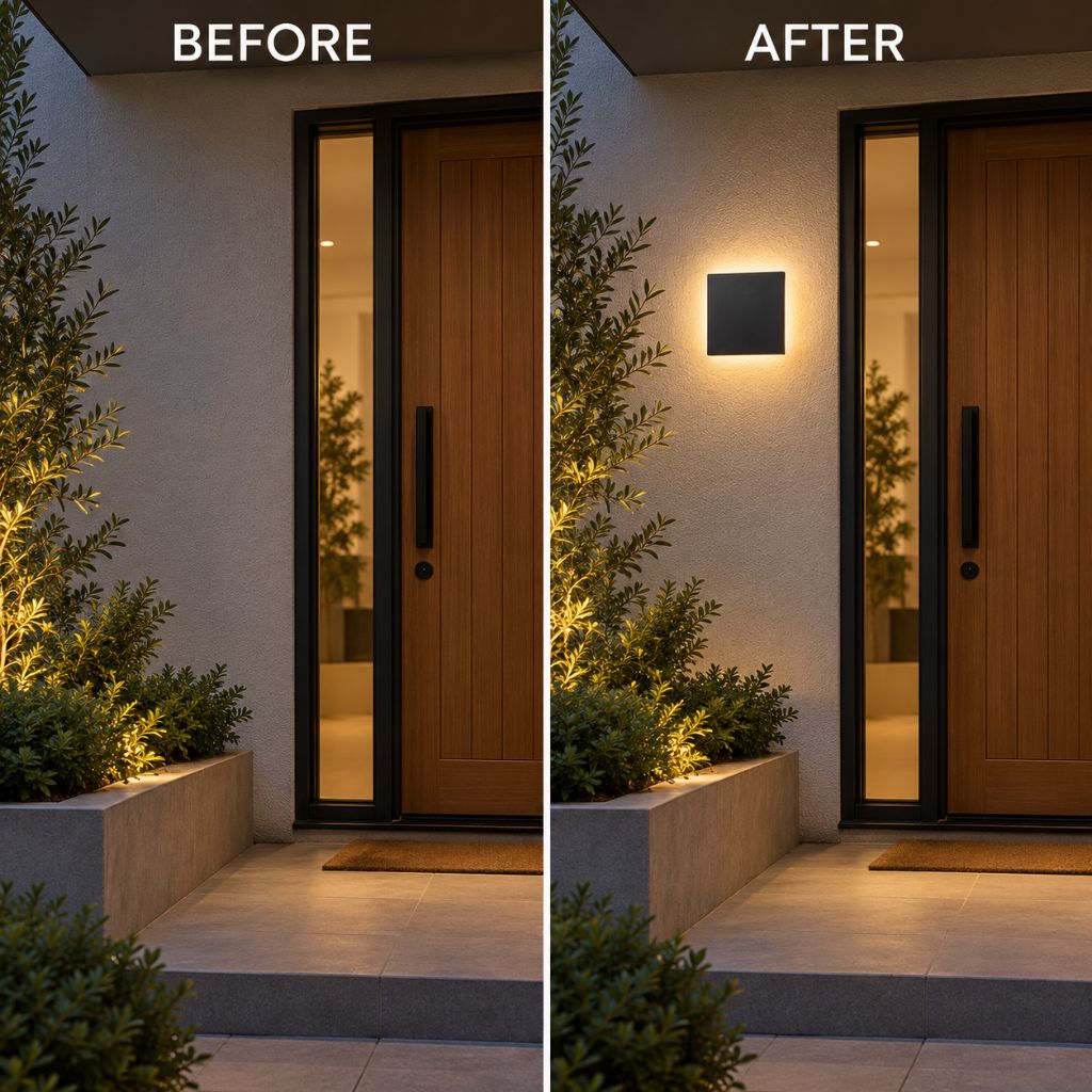 Square Backlit Aluminium Outdoor LED Wall Light IP65 12W