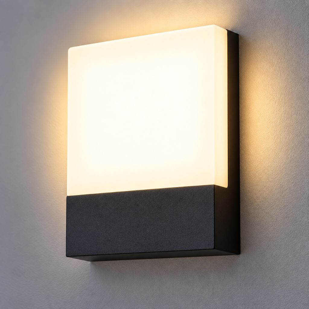 Square IP65 LED Outdoor Wall Light with PC Diffuser