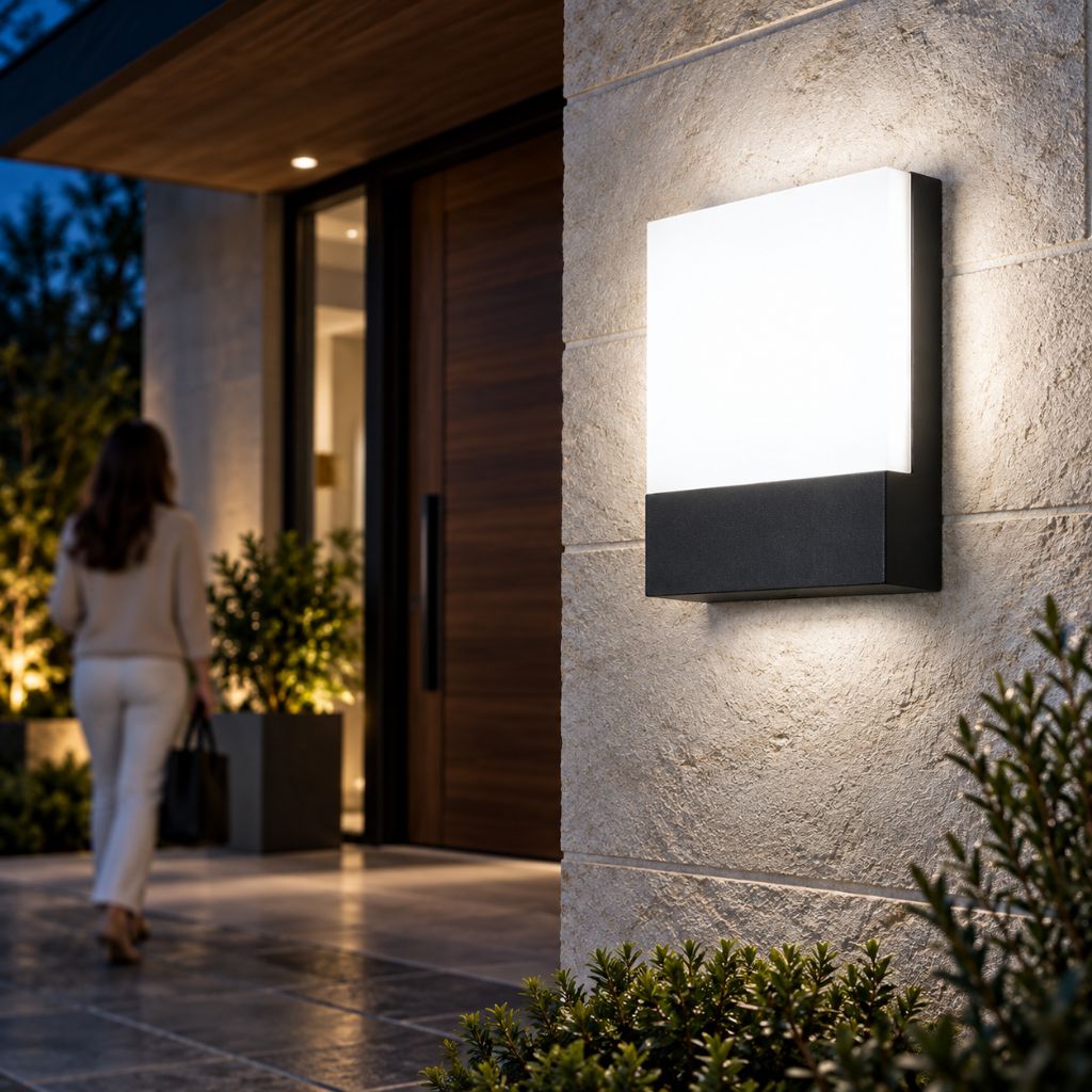 Square IP65 LED Outdoor Wall Light with PC Diffuser