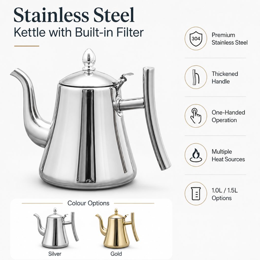 Stainless Steel Kettle with Built-in Filter