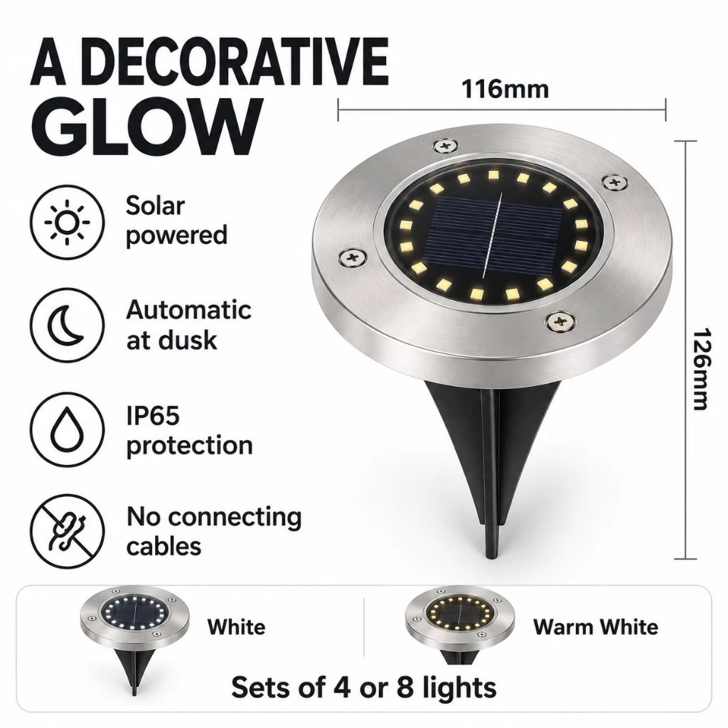 Stainless Steel Solar LED Garden Ground Lights IP65