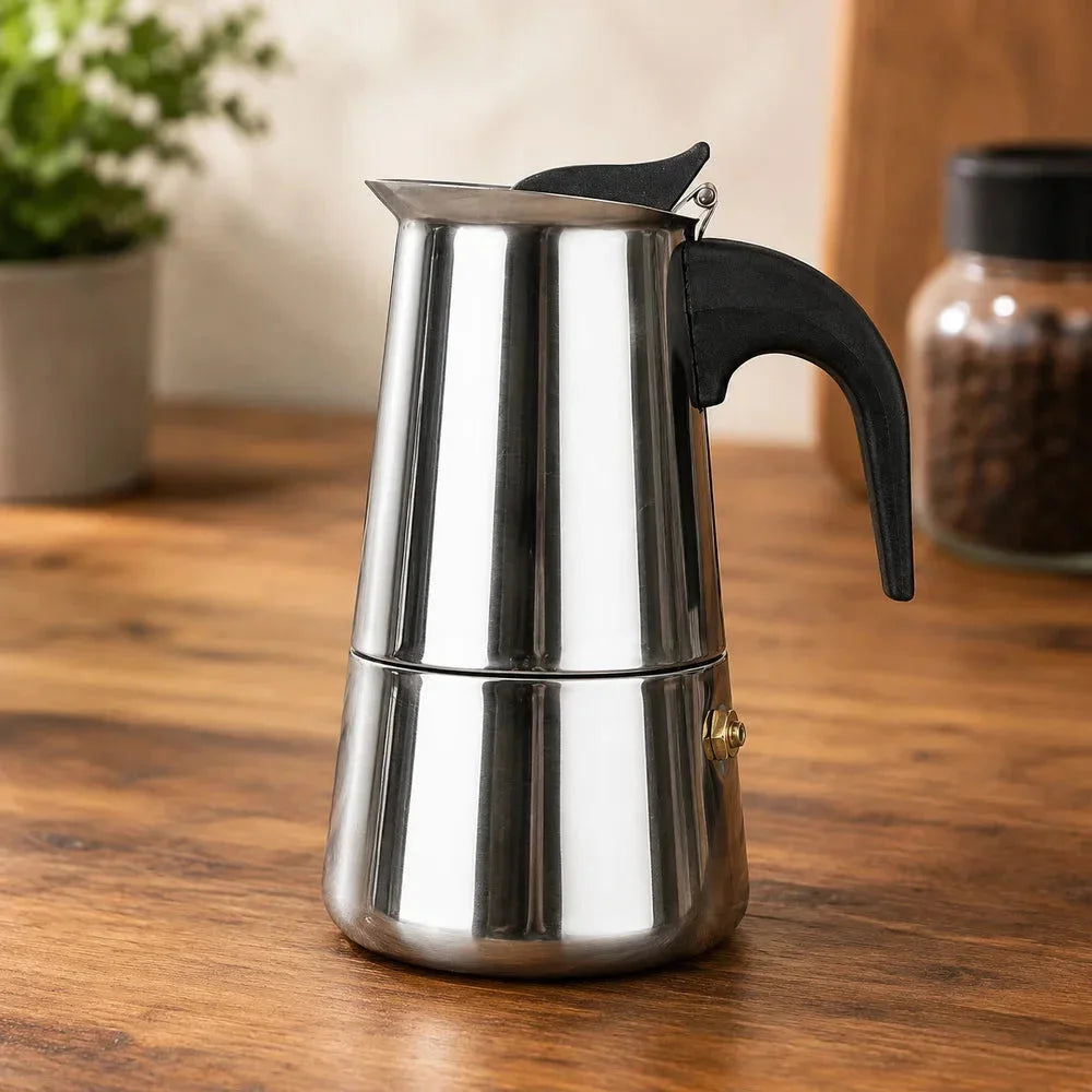 Stainless steel stovetop italian coffee moka pot