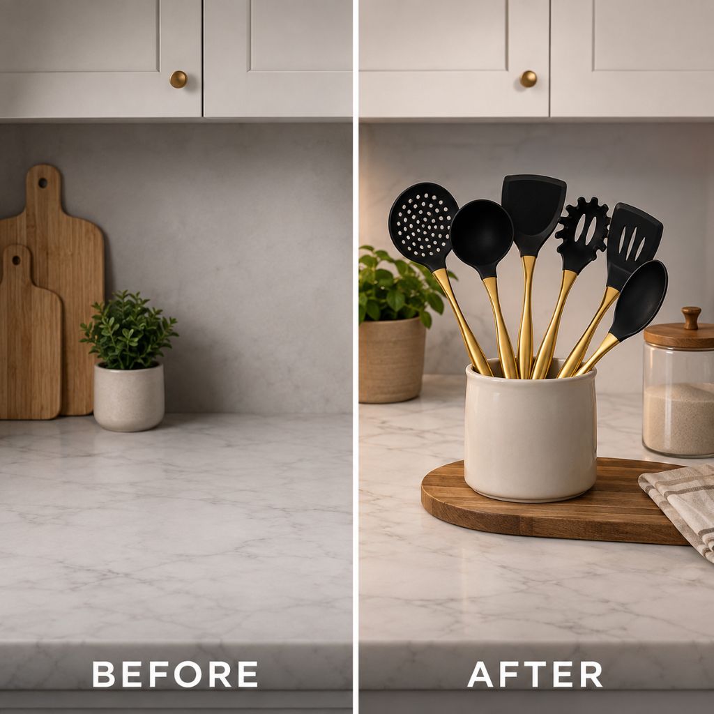 Stainless Steel Utensil Set with Non-Stick Surface Lattea