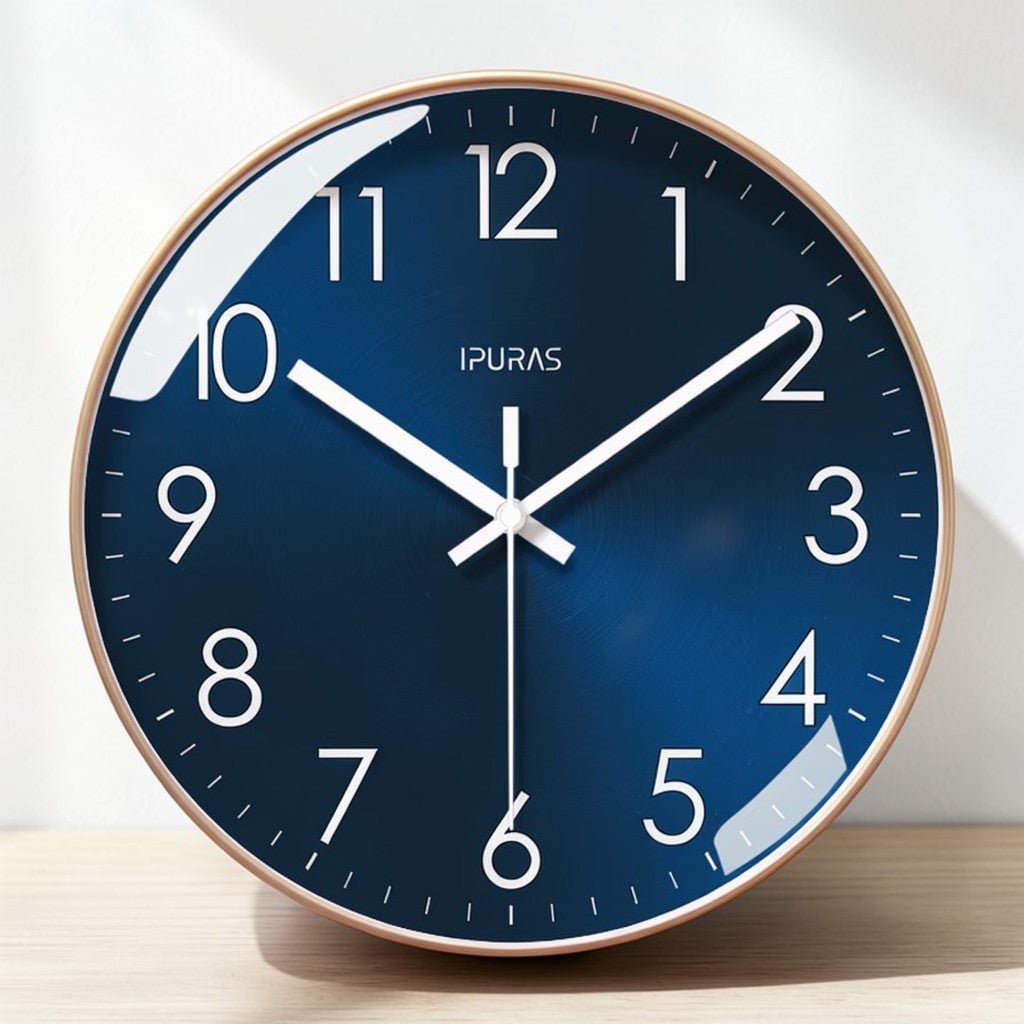 Stellar Blue Silent Quartz Modern Wall Clock - Lattea Global
