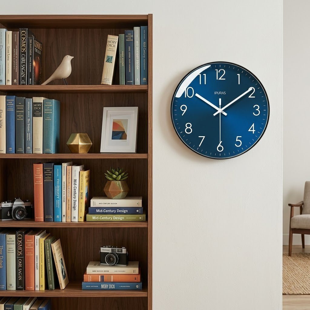 Stellar Blue Silent Quartz Modern Wall Clock - Lattea Global