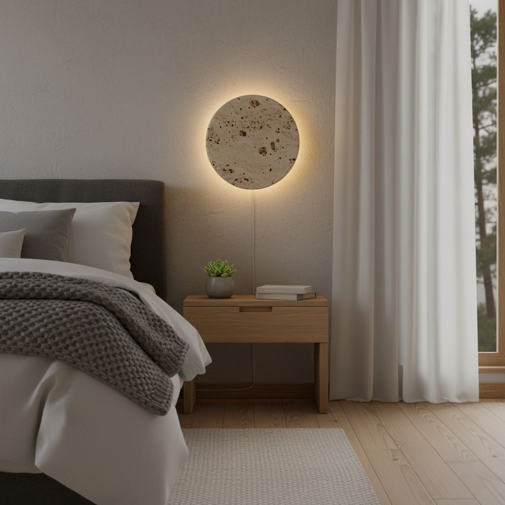 Stone-Inspired Round Wall Lamp