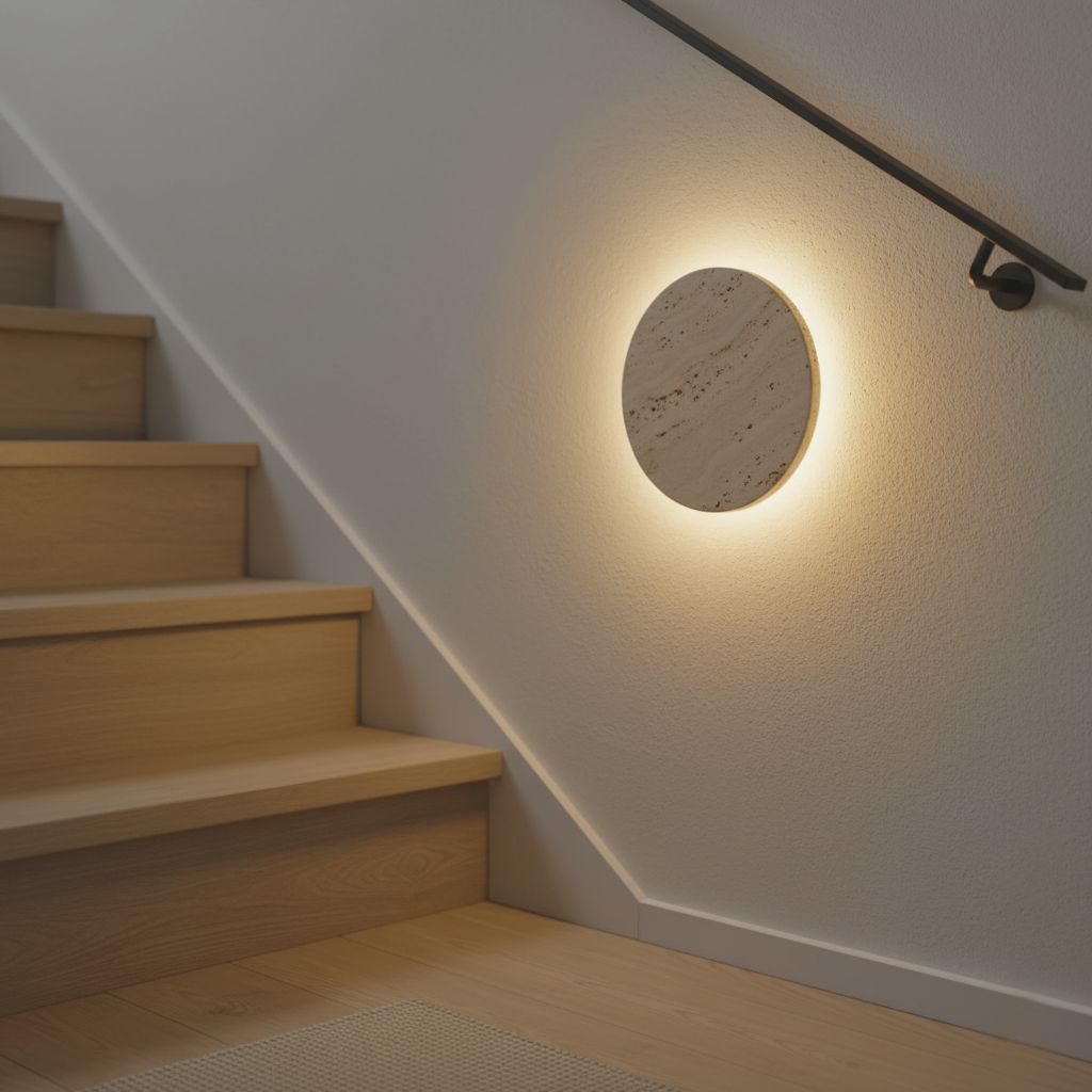 Stone-Inspired Round Wall Lamp