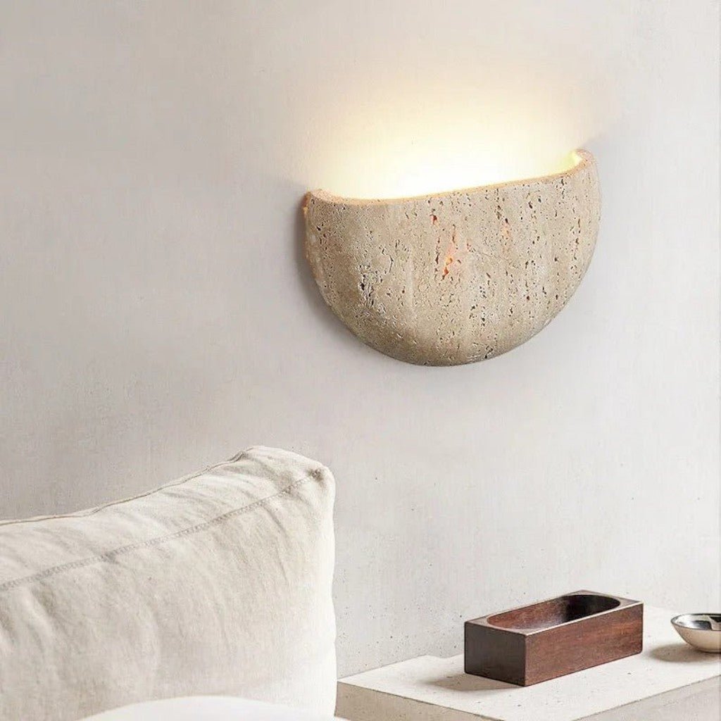 StoneLamp - Wabi Sabi Natural Travertine Wall Lamp