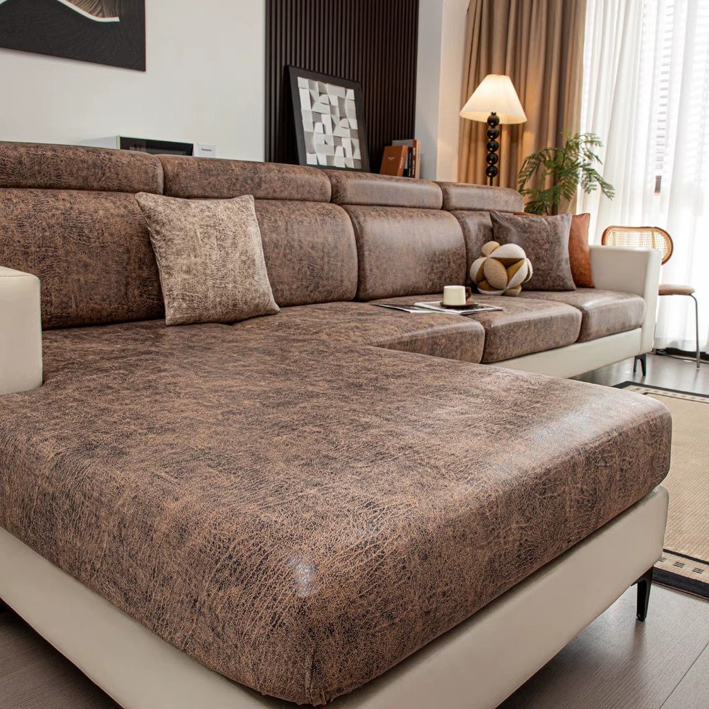 Stretch Sofa Cushion Cover Vintage Leather Look - Lattea Global