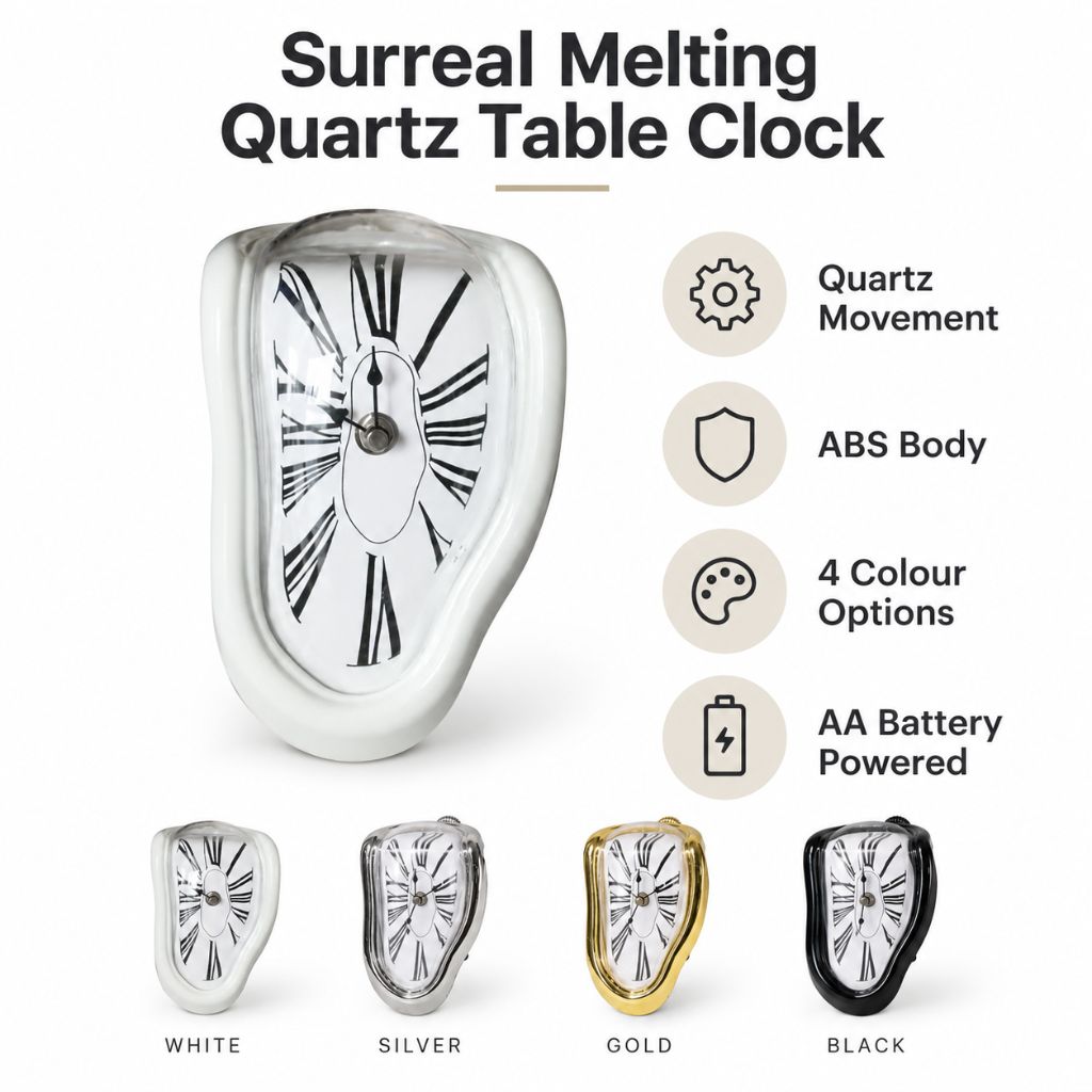 Surreal Melting Quartz Table Clock