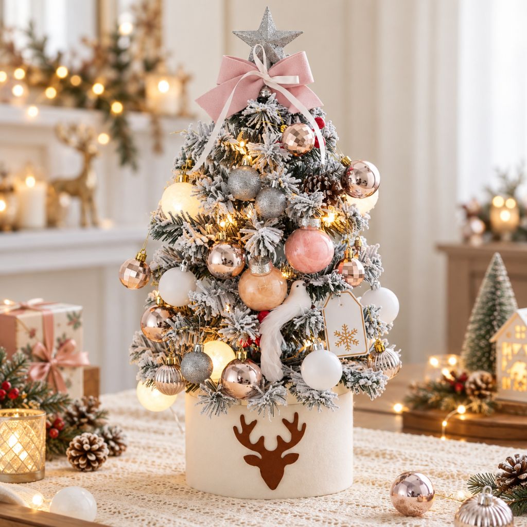 Tabletop Christmas Tree with LED Lights and Ornaments