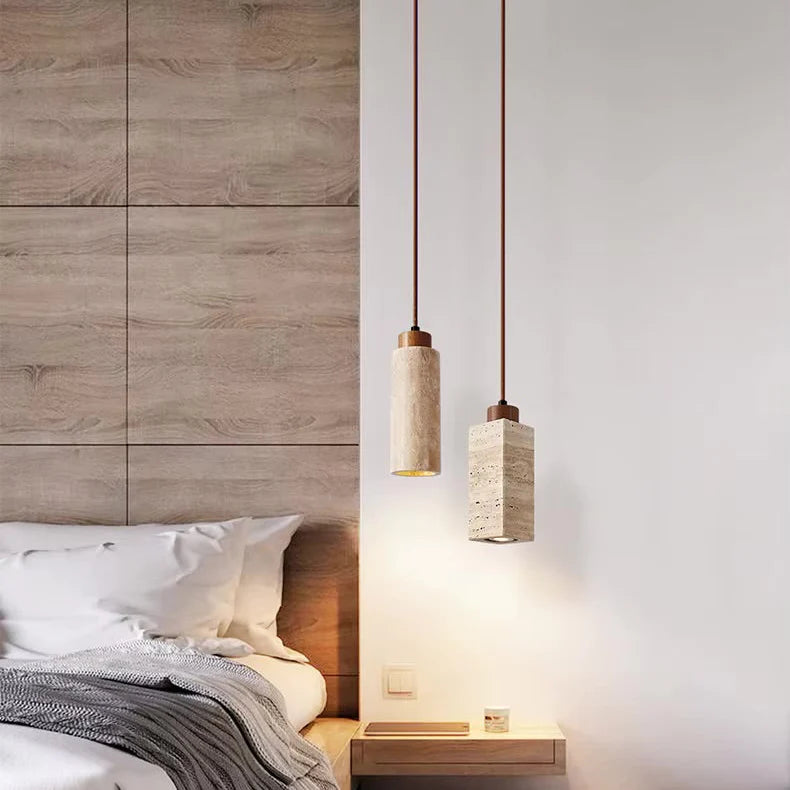 LumiTerra Travertine Pendant Light