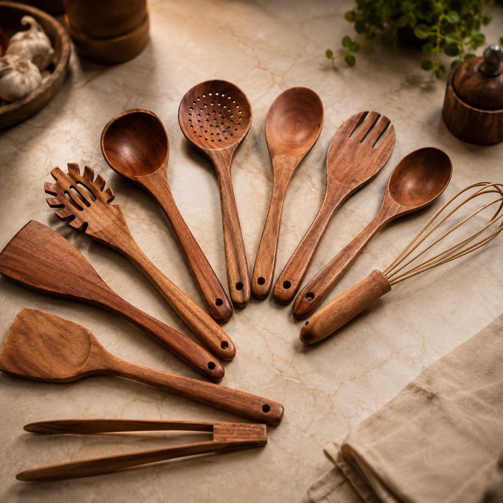 Teak Wooden Kitchen Utensils Set