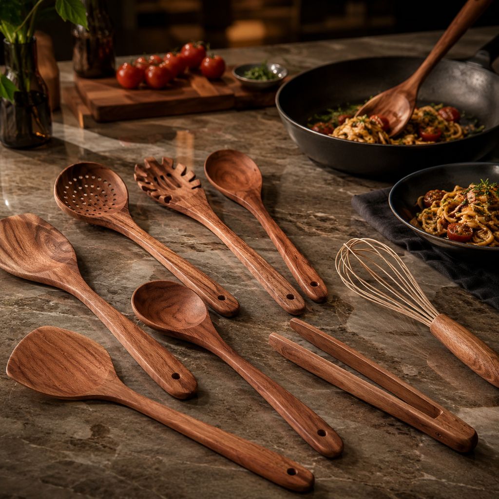 Teak Wooden Kitchen Utensils Set