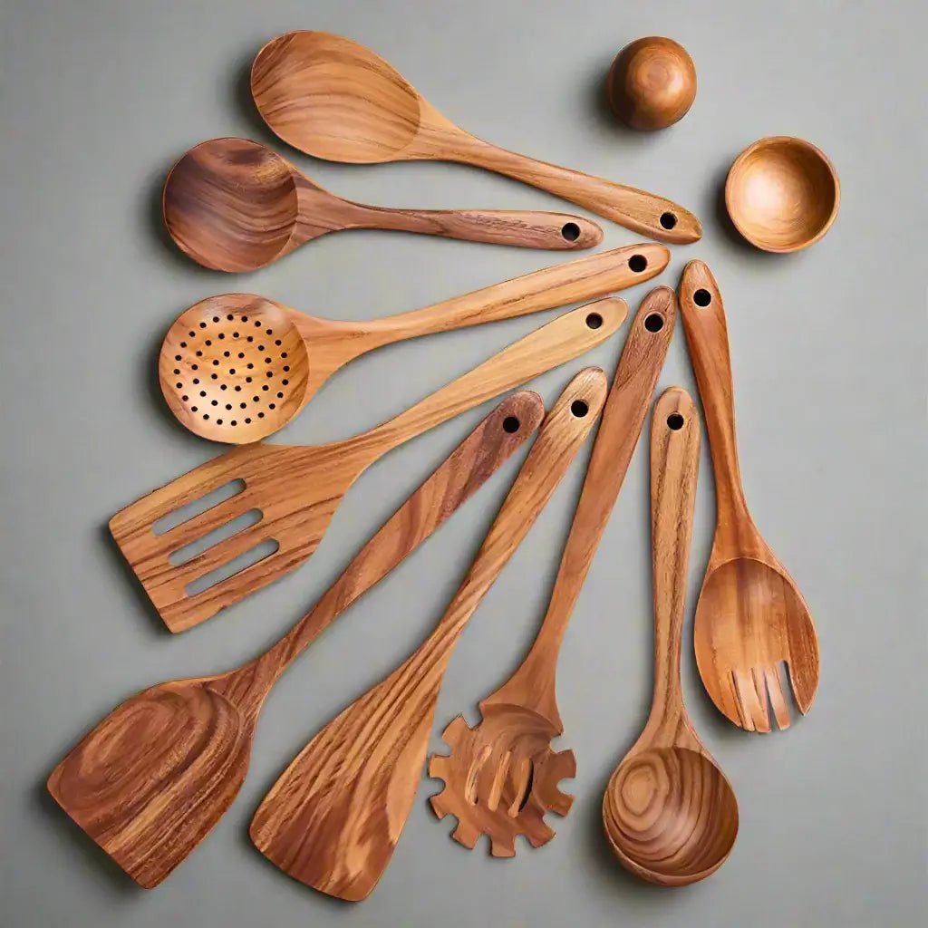 Teak Wooden Kitchen Utensils Set - Lattea Global
