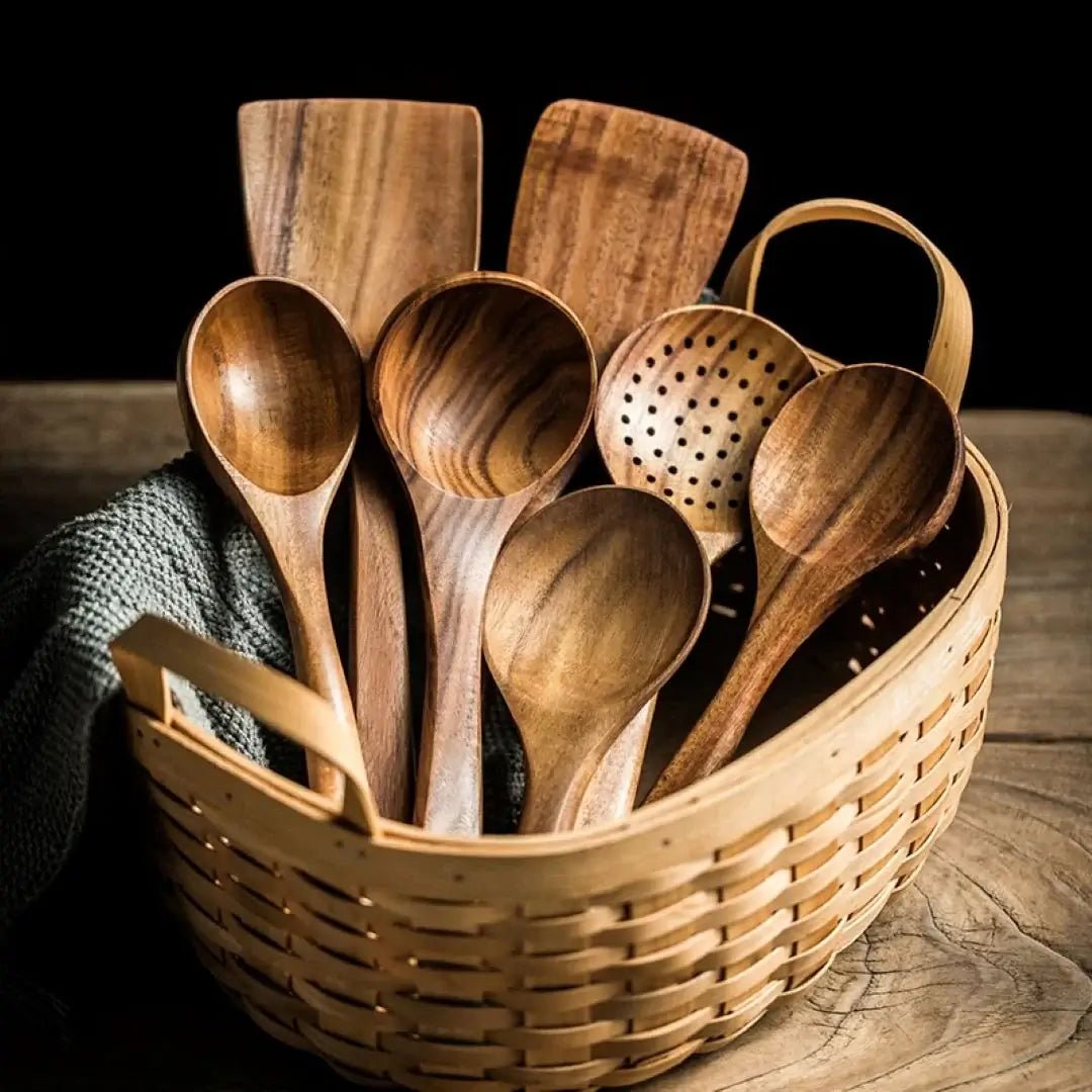 Teak Wooden Kitchen Utensils Set - Lattea Global