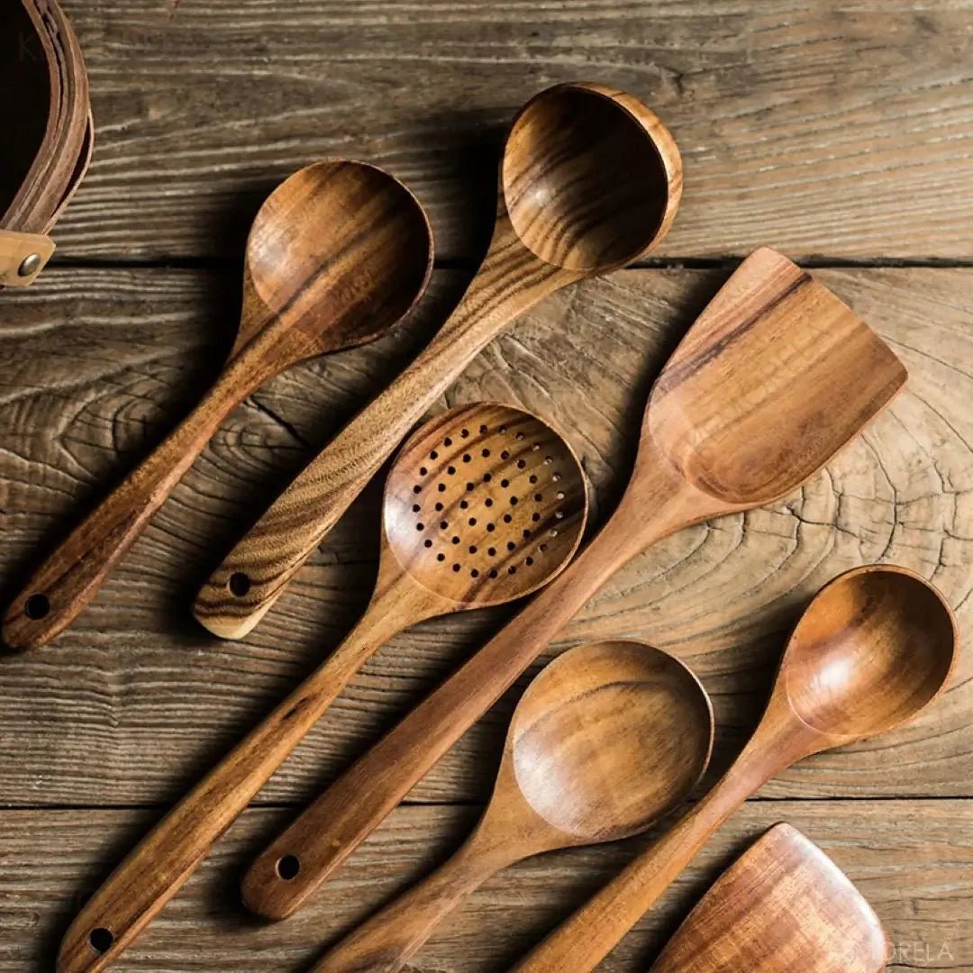 Teak Wooden Kitchen Utensils Set - Lattea Global