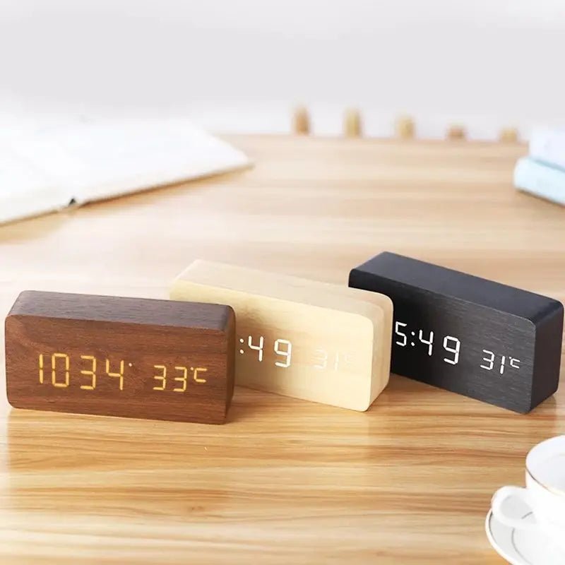 TimberTime - Natural Wooden LED Digital Alarm Clock - Lattea Global