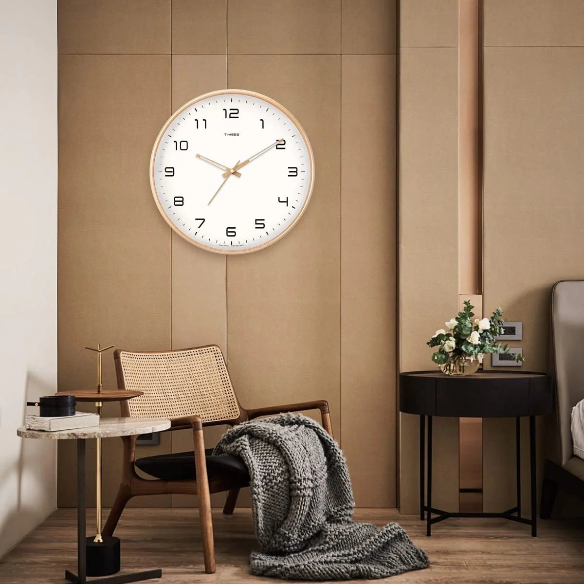 TimelessWood - Solid Wood Analog Wall Clock with Minimalist Design - Lattea Global