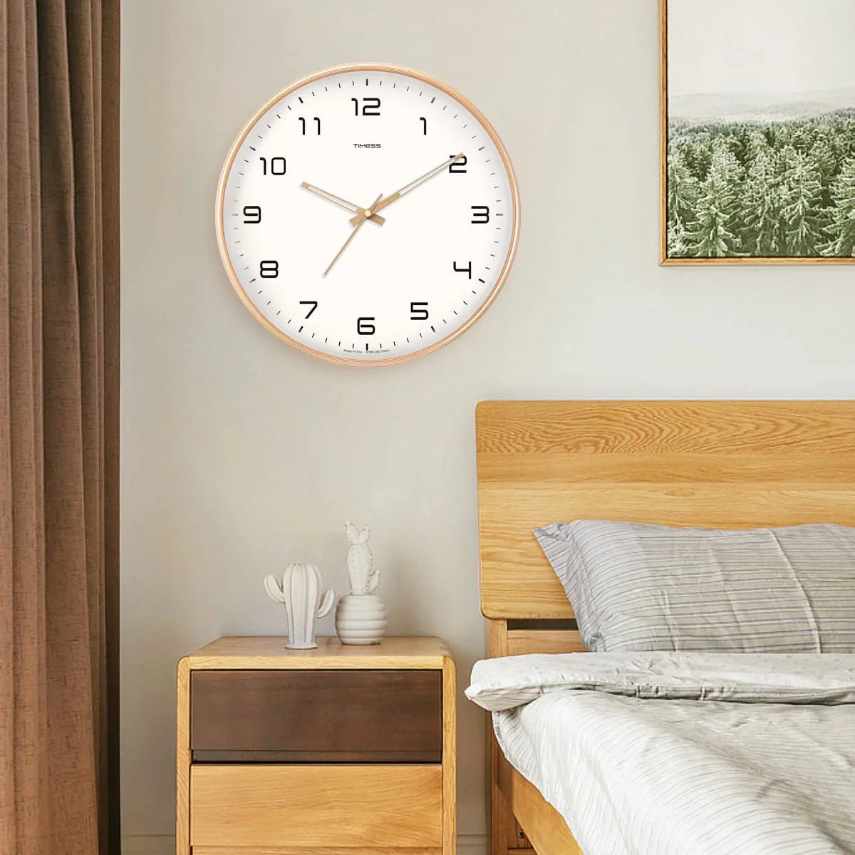 TimelessWood - Solid Wood Analog Wall Clock with Minimalist Design - Lattea Global