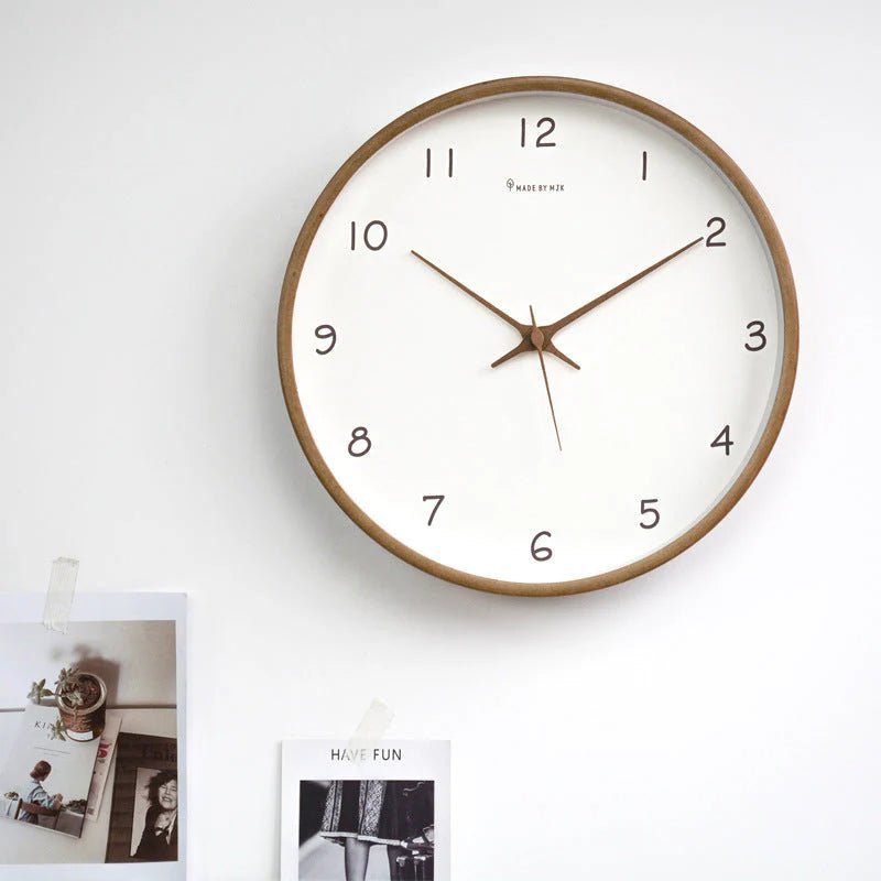 TimelessWood - Solid Wood Analog Wall Clock with Minimalist Design - Lattea Global